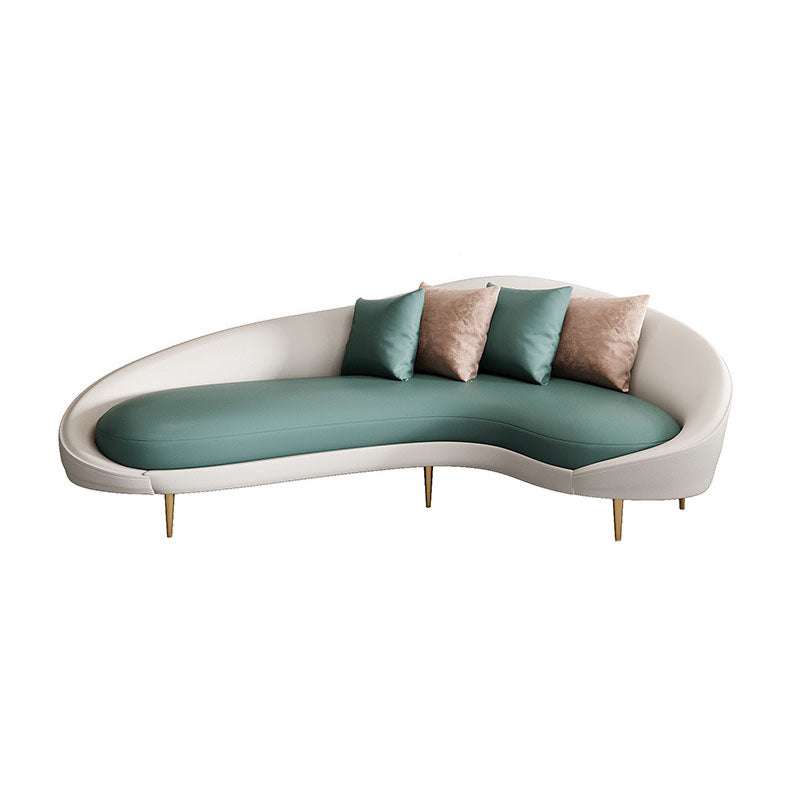 Curved Faux Leather Sofa with Tight Back for Living Room Modern Style