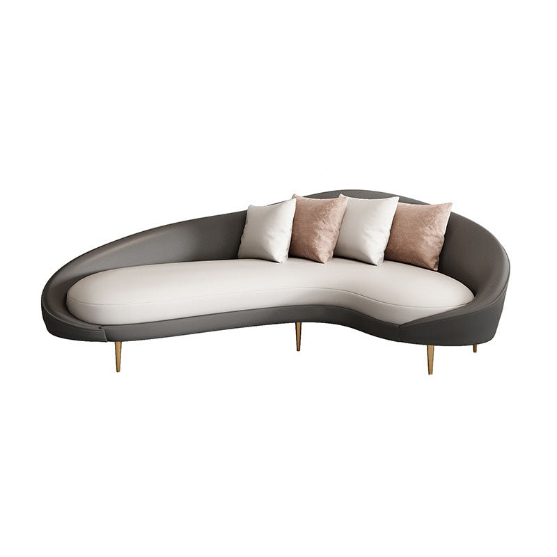Curved Faux Leather Sofa with Tight Back for Living Room Modern Style