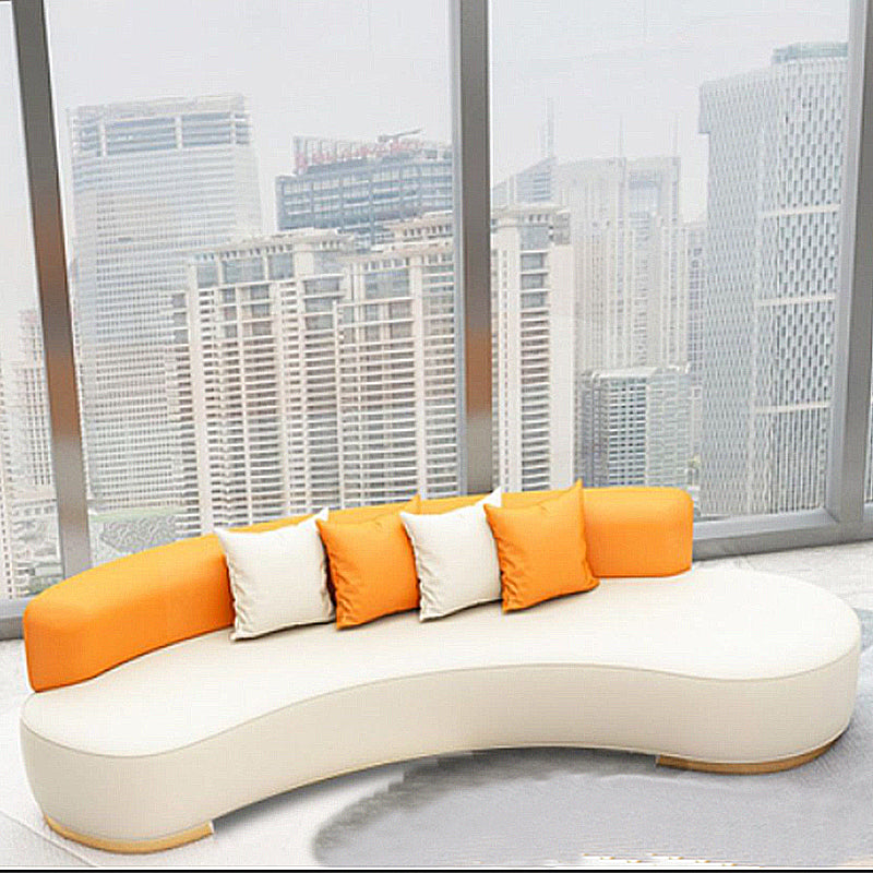 Contemporary Style Curved Sofa  Faux Leather Sofa for Living Room