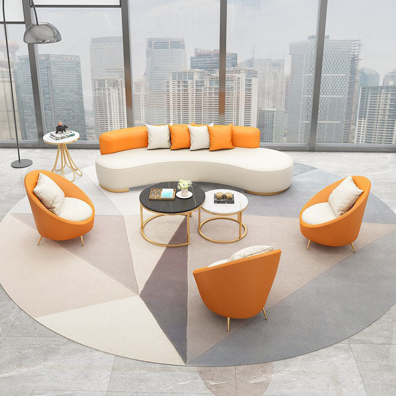Contemporary Style Curved Sofa  Faux Leather Sofa for Living Room