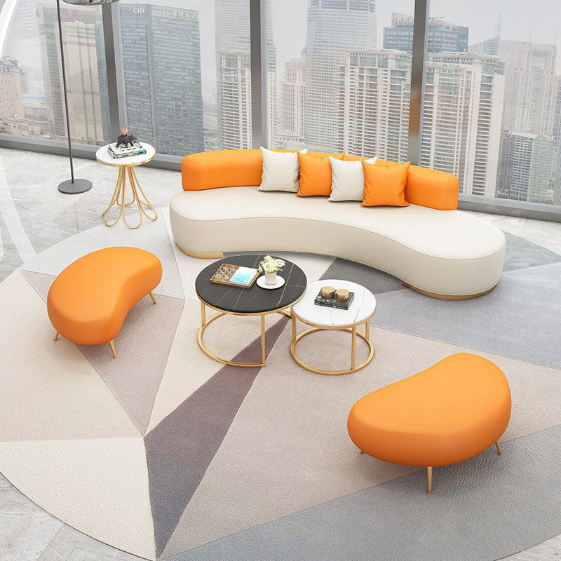 Contemporary Style Curved Sofa  Faux Leather Sofa for Living Room