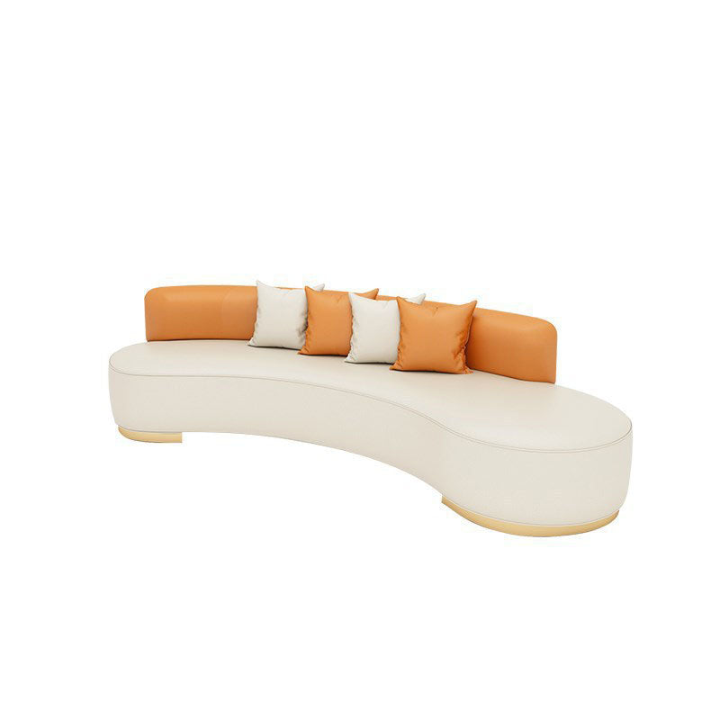 Contemporary Style Curved Sofa  Faux Leather Sofa for Living Room