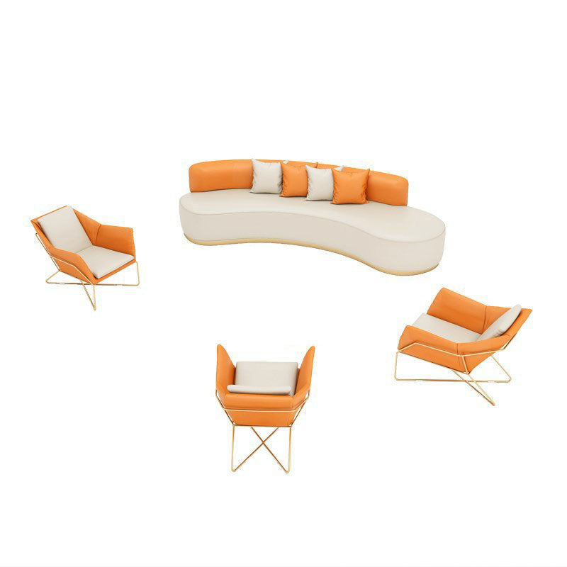 Contemporary Style Curved Sofa  Faux Leather Sofa for Living Room