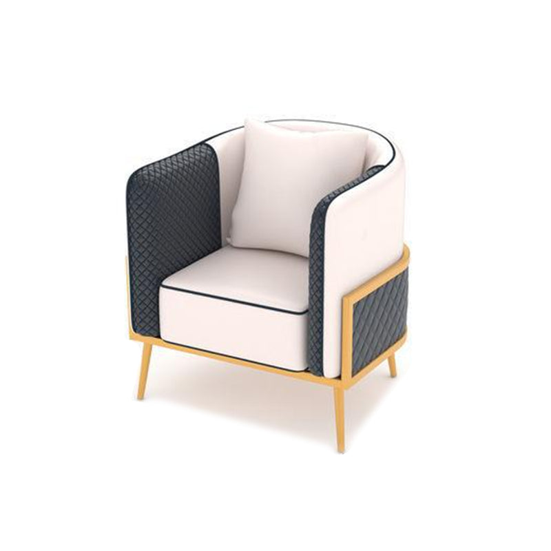 Modern Tuxedo Arm Sofa 29.53" H Faux Leather Seating with Gold Frame
