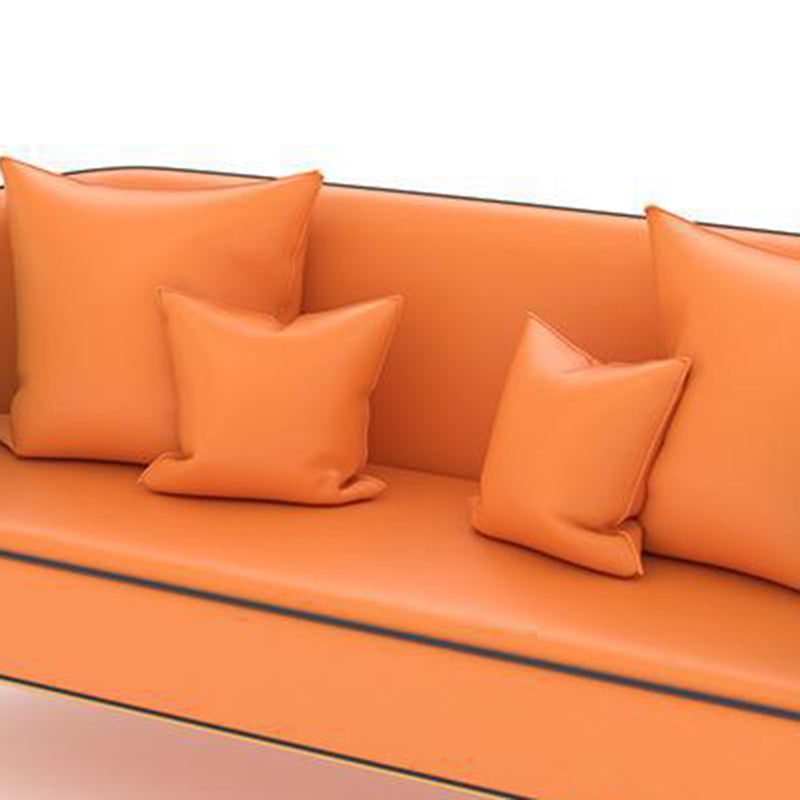 Modern Tuxedo Arm Sofa 29.53" H Faux Leather Seating with Gold Frame