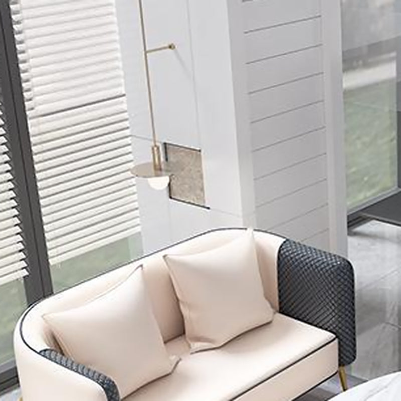 Modern Tuxedo Arm Sofa 29.53" H Faux Leather Seating with Gold Frame
