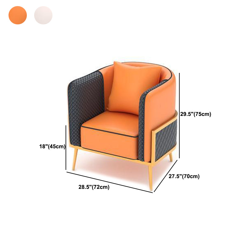 Modern Tuxedo Arm Sofa 29.53" H Faux Leather Seating with Gold Frame