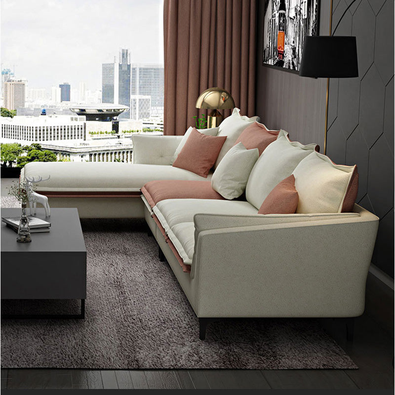 Faux Leather Pillow Top-arm Sectionals with Pillowed Back Cushions