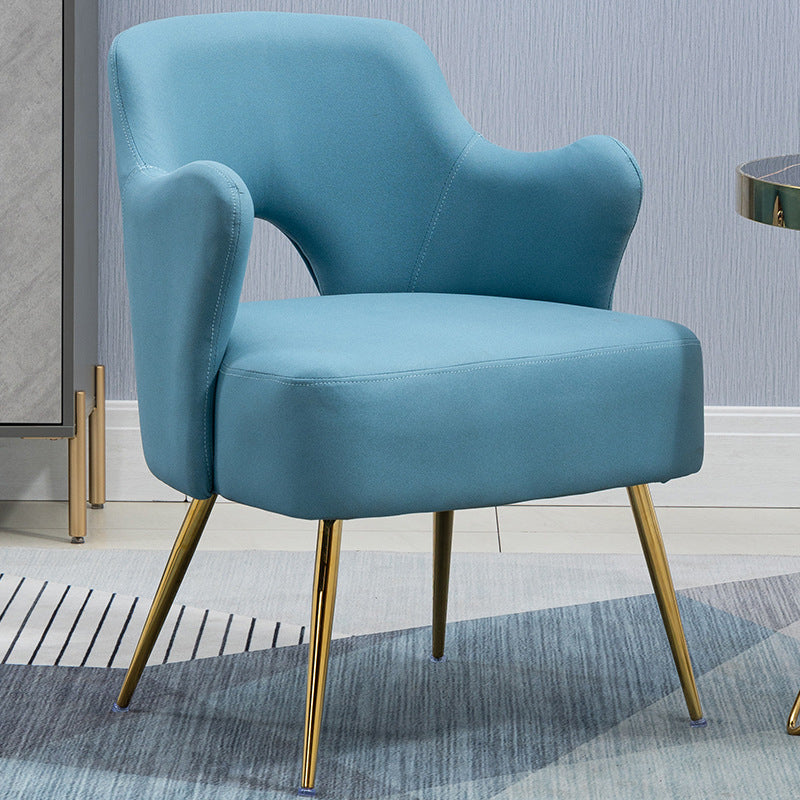 Nordic Fabric Arms Included with Goldtone Legs Fixed Back Accent Armchair