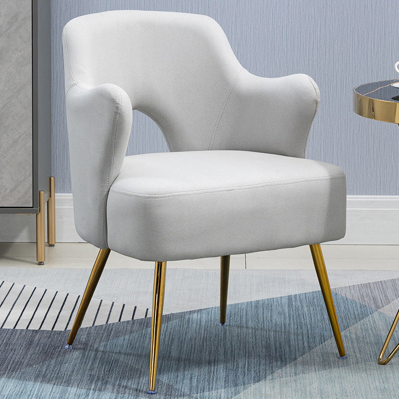 Nordic Fabric Arms Included with Goldtone Legs Fixed Back Accent Armchair