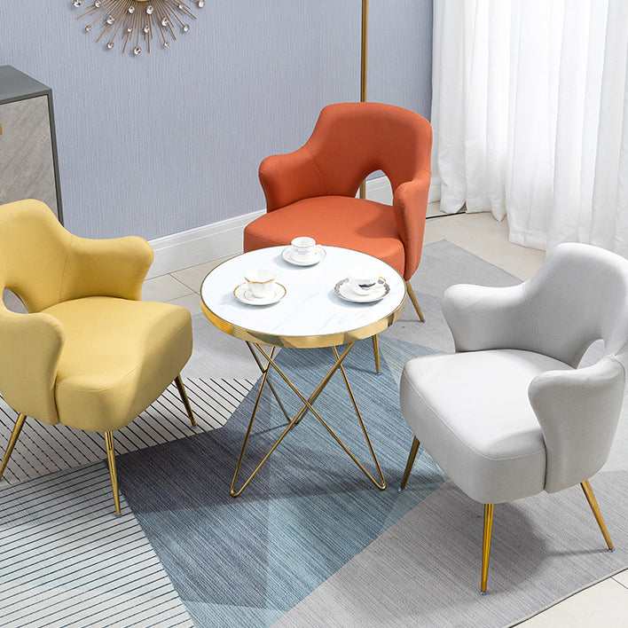 Nordic Fabric Arms Included with Goldtone Legs Fixed Back Accent Armchair