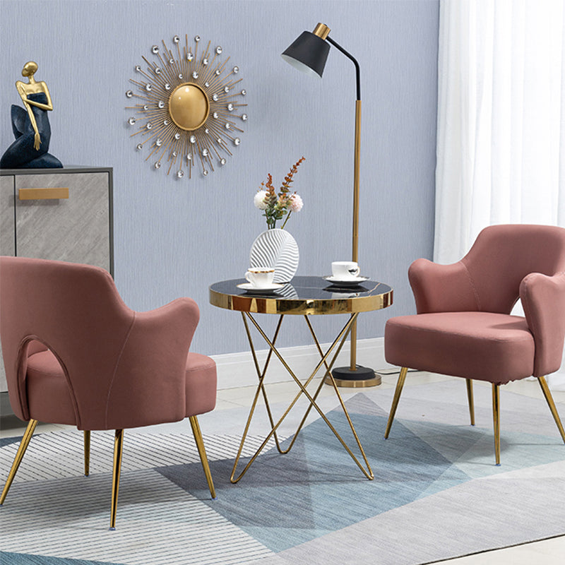 Nordic Fabric Arms Included with Goldtone Legs Fixed Back Accent Armchair