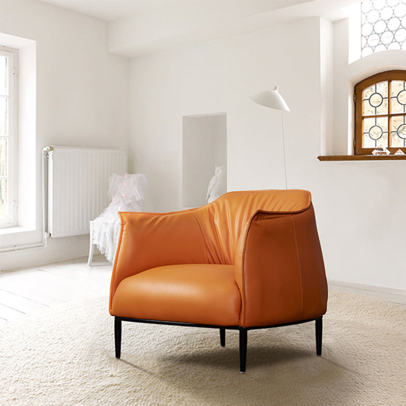 Contemporary PU Leather Arms Included with Black Legs Flared Arms Accent Armchair