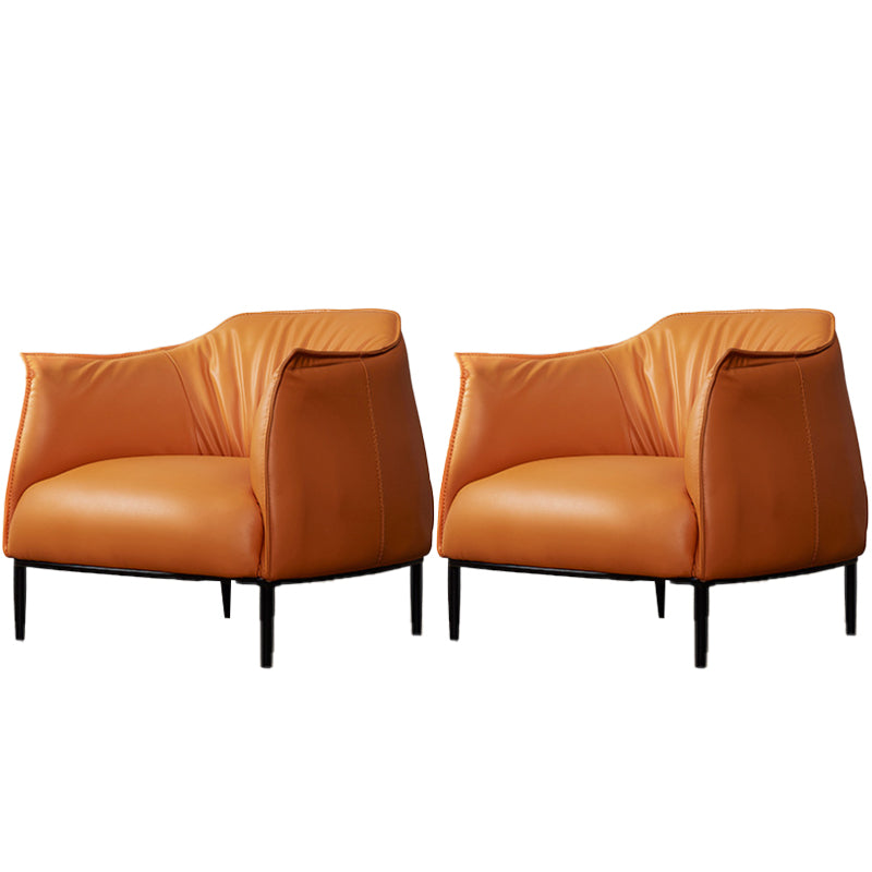 Contemporary PU Leather Arms Included with Black Legs Flared Arms Accent Armchair