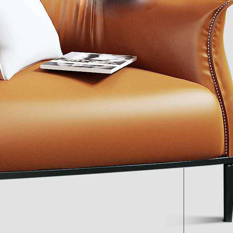 Contemporary PU Leather Arms Included with Black Legs Flared Arms Accent Armchair