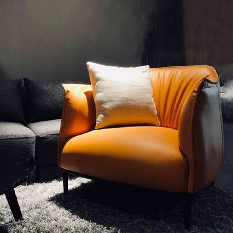 Contemporary PU Leather Arms Included with Black Legs Flared Arms Accent Armchair