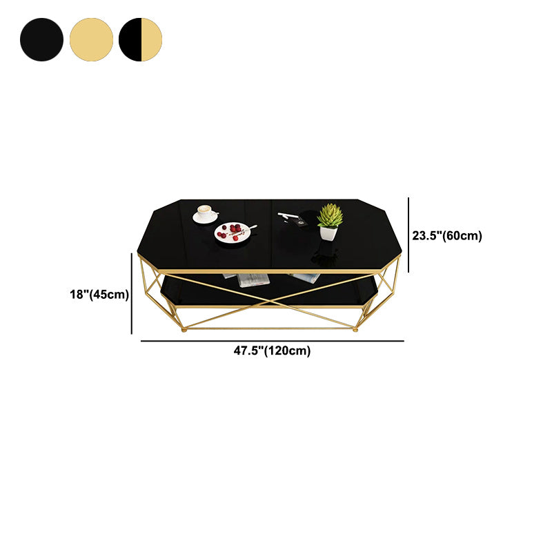 Modern Frame Coffee Table Glass Top Cocktail Table for Living Room