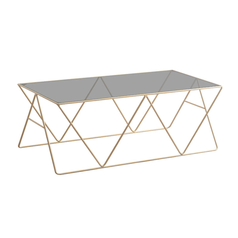 Modern Cross Legs Coffee Table Rectangular Glass Top Cocktail Table for Home
