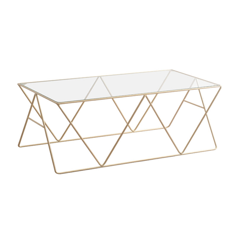 Modern Cross Legs Coffee Table Rectangular Glass Top Cocktail Table for Home