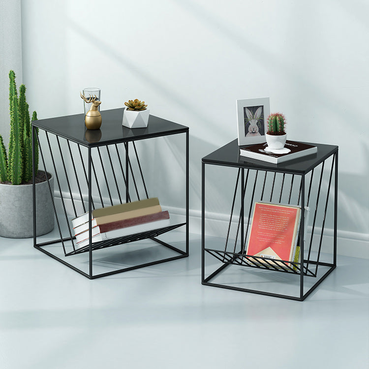 Modern Frame Coffee Table Glass Top Coffee Cocktail Table for Living Room