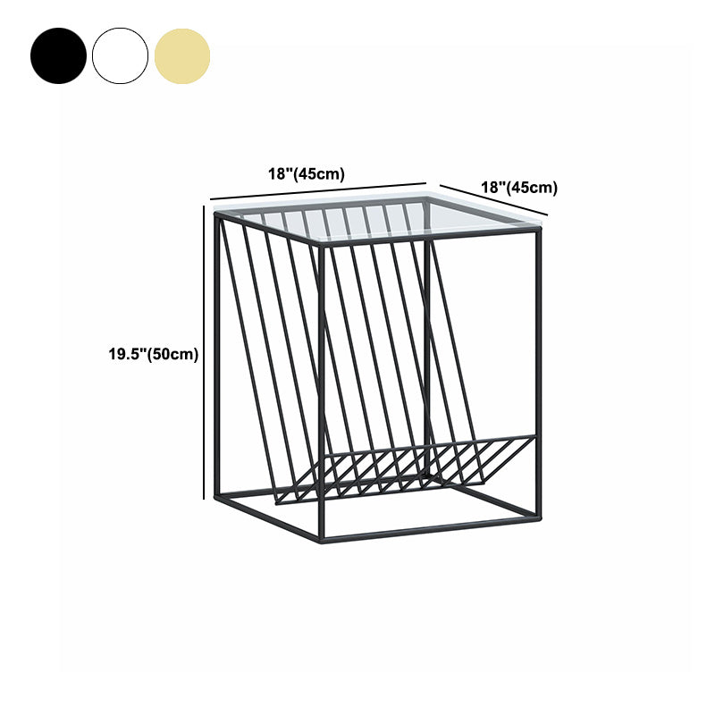 Modern Frame Coffee Table Glass Top Coffee Cocktail Table for Living Room