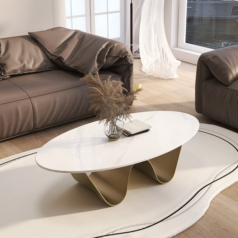 Glam Abstracts Cocktail Table Oval Coffee Cocktail Table for Living Room