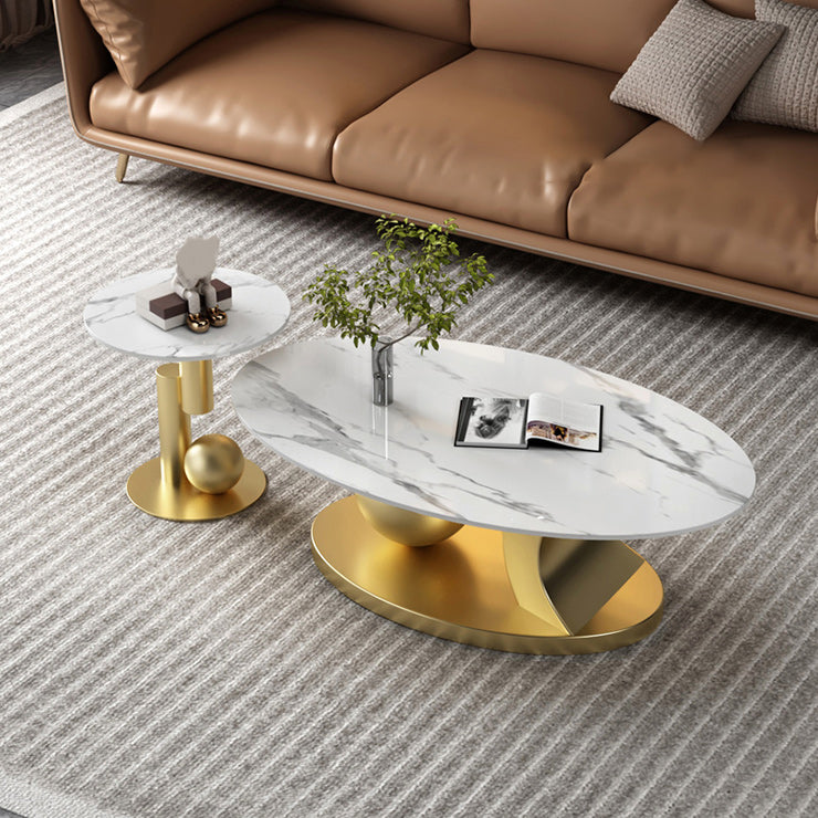 Glam Abstracts Coffee Cocktail Table Oval Cocktail Table for Home