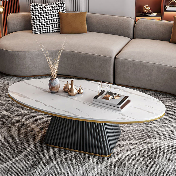 Glam Pedestal Cocktail Table Oval Coffee Cocktail Table for Home