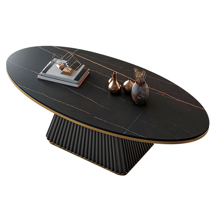 Glam Pedestal Cocktail Table Oval Coffee Cocktail Table for Home