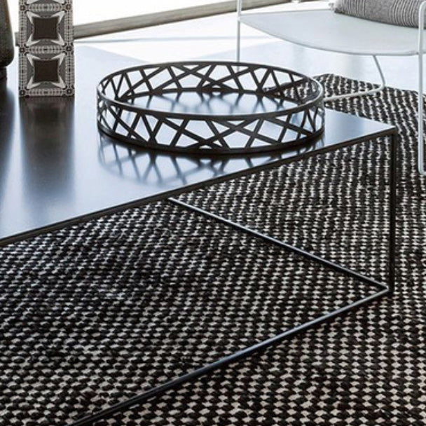 Mid-Century Modern Iron Square Coffee Table with Frame Base Cocktail Table