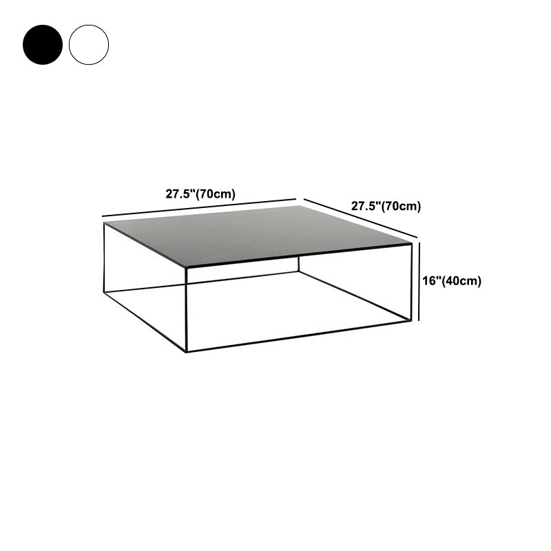 Mid-Century Modern Iron Square Coffee Table with Frame Base Cocktail Table