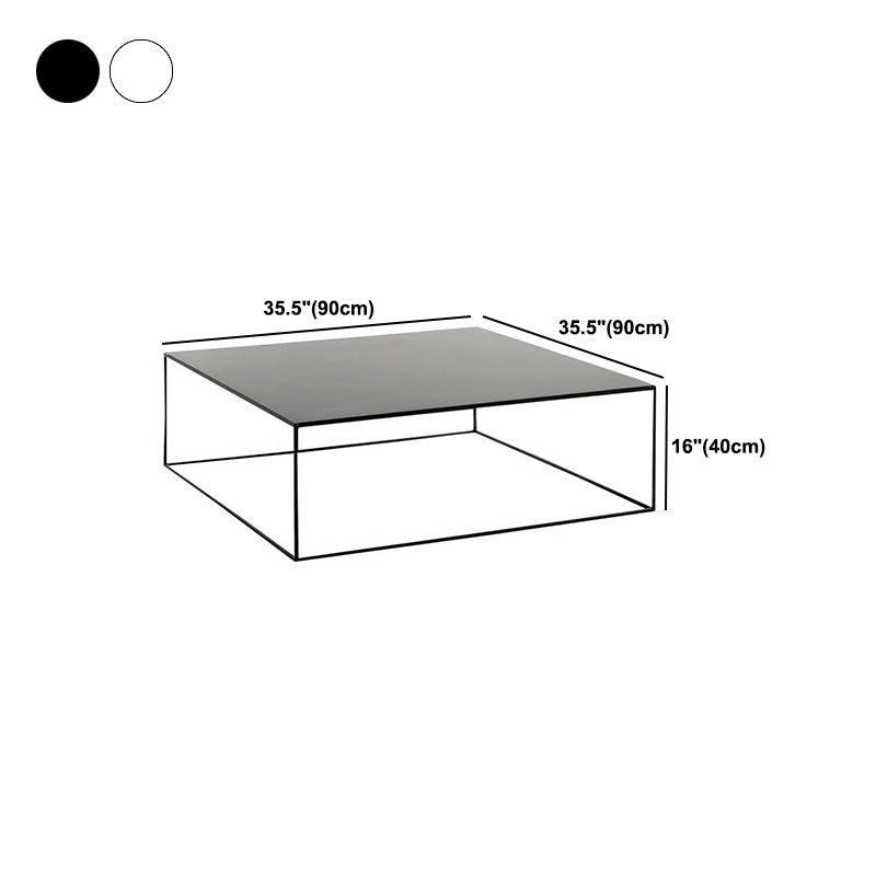 Mid-Century Modern Iron Square Coffee Table with Frame Base Cocktail Table