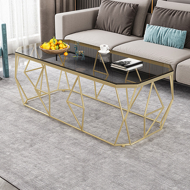 Modern Frame Coffee Table Rectangular Glass Top Cocktail Table for Living Room