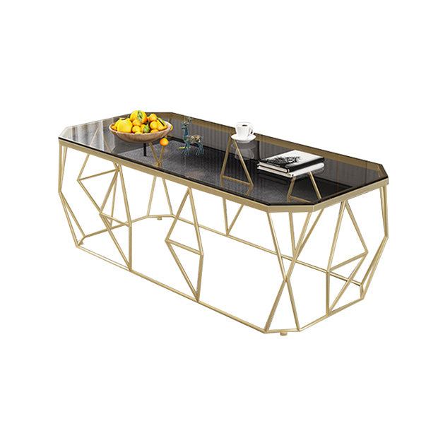 Modern Frame Coffee Table Rectangular Glass Top Cocktail Table for Living Room
