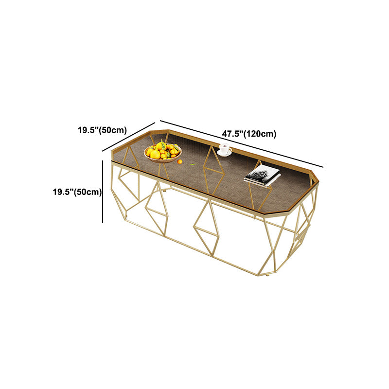 Modern Frame Coffee Table Rectangular Glass Top Cocktail Table for Living Room