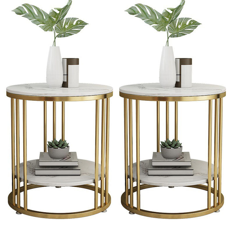 21.65" Tall Contemporary Side End Table Metal Frame Round Sofa Side Accent Table