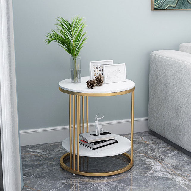 21.65" Tall Contemporary Side End Table Metal Frame Round Sofa Side Accent Table