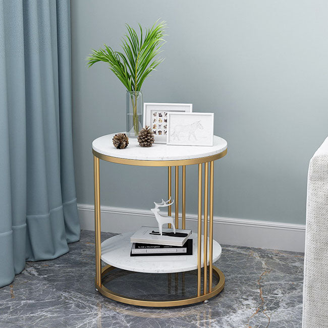 21.65" Tall Contemporary Side End Table Metal Frame Round Sofa Side Accent Table