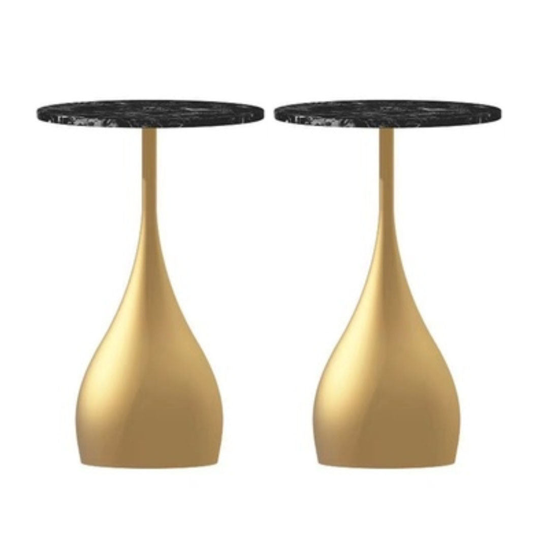 Contemporary Style Round Side End Table Metal Pedestal Sofa Side Accent Table