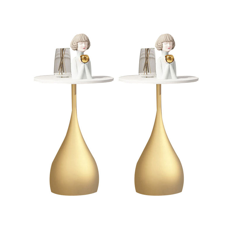 Contemporary Style Round Side End Table Metal Pedestal Sofa Side Accent Table