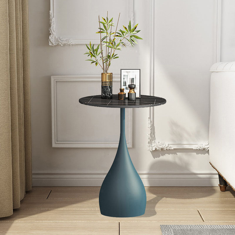 Contemporary Style Round Side End Table Metal Pedestal Sofa Side Accent Table