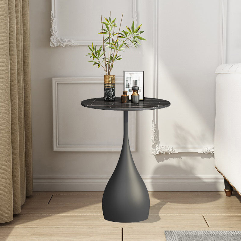 Contemporary Style Round Side End Table Metal Pedestal Sofa Side Accent Table