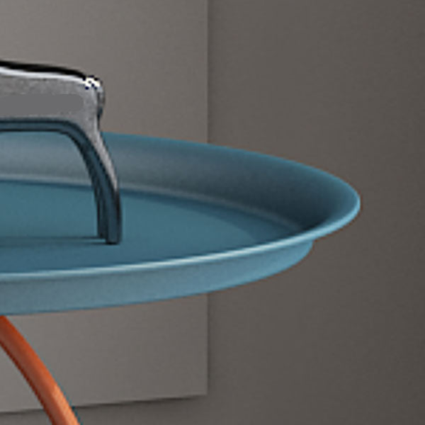 Round Tray Top Side Table Metal Pedestal End Table with Storage