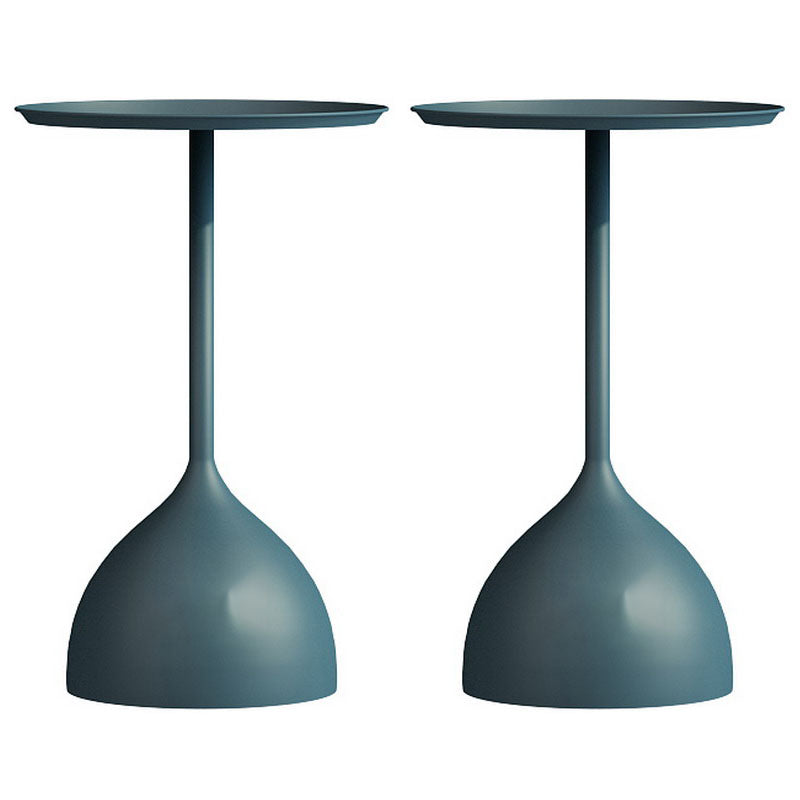 Mid-century Modern 24 " Tall Iron Pedestal End Table Round Tray Top Side Table