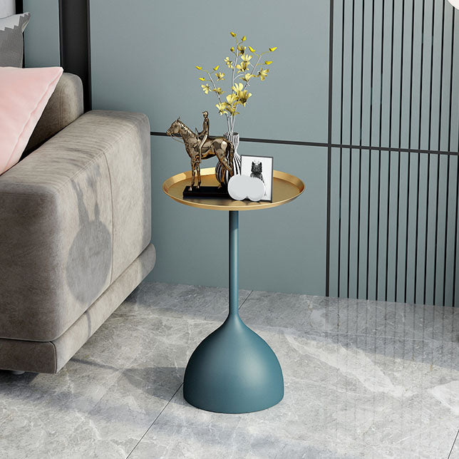 Mid-century Modern 24 " Tall Iron Pedestal End Table Round Tray Top Side Table