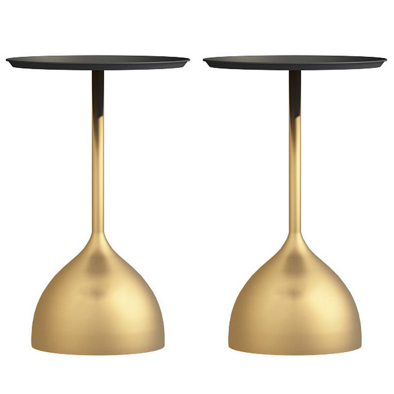 Mid-century Modern 24 " Tall Iron Pedestal End Table Round Tray Top Side Table