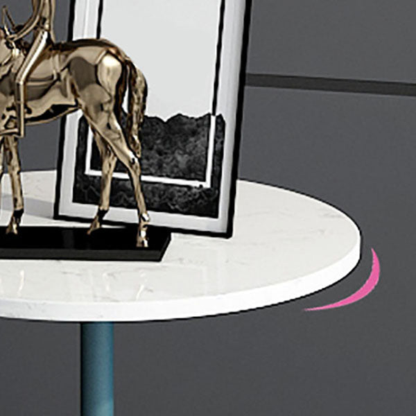 Mid-century Modern 24 " Tall Iron Pedestal End Table Round Tray Top Side Table