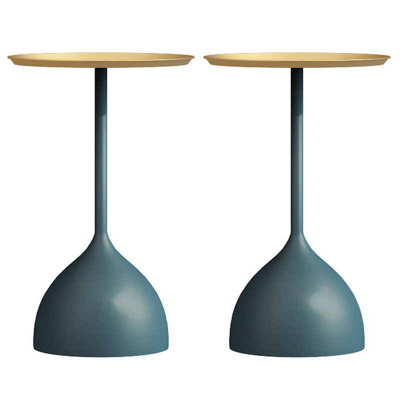 Mid-century Modern 24 " Tall Iron Pedestal End Table Round Tray Top Side Table