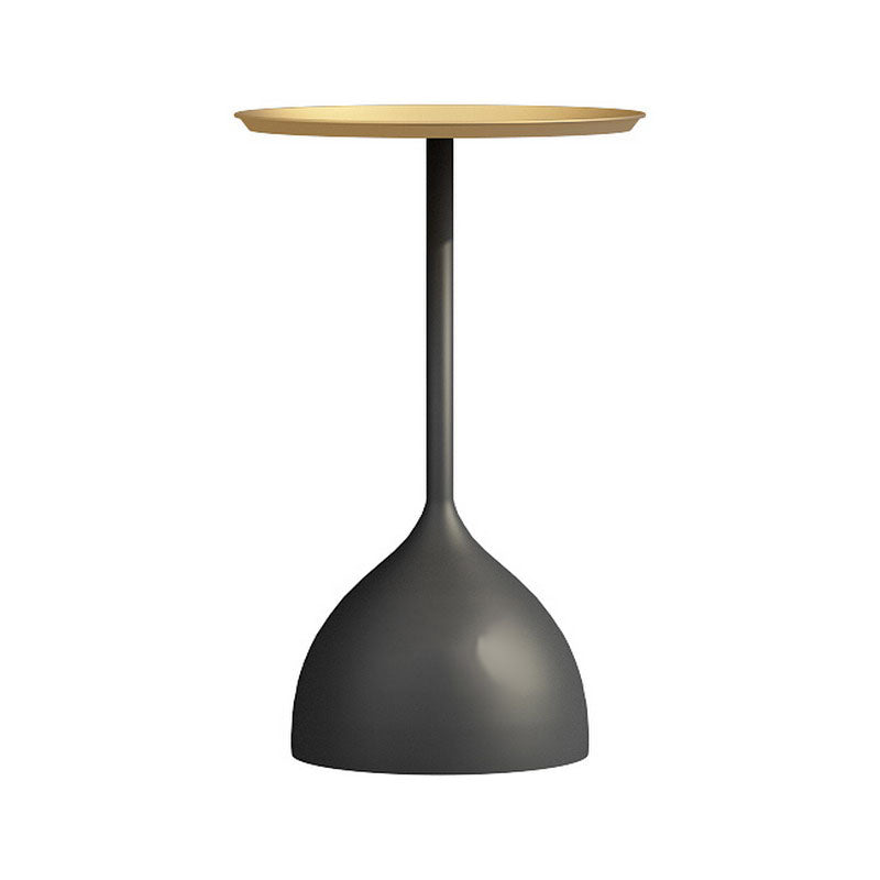 Mid-century Modern 24 " Tall Iron Pedestal End Table Round Tray Top Side Table