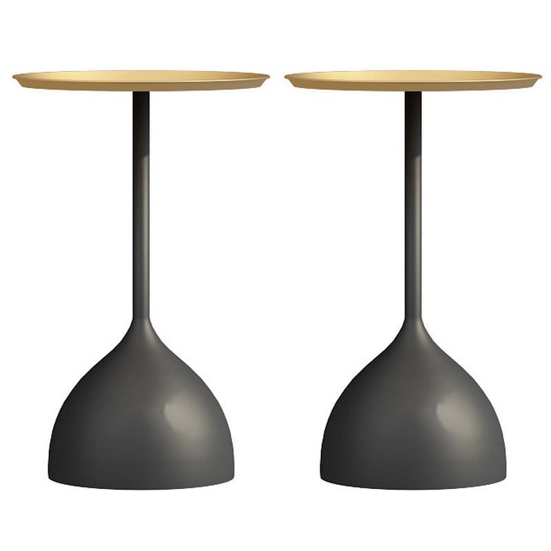 Mid-century Modern 24 " Tall Iron Pedestal End Table Round Tray Top Side Table